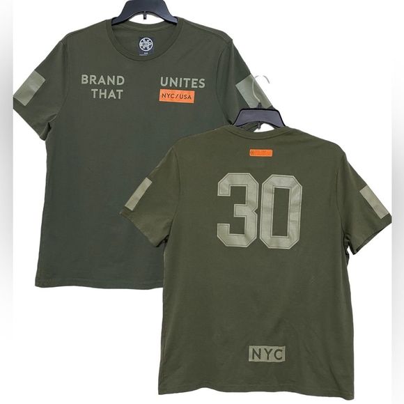 Express Graphic T-Shirt Front Back Print Short Sleeve Cotton Tee Green size XL - Picture 1 of 17